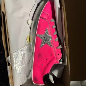 Golden Goose Pink and Silver Sneakers